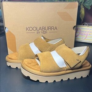 Koolaburra Tan and White Suede Sandals